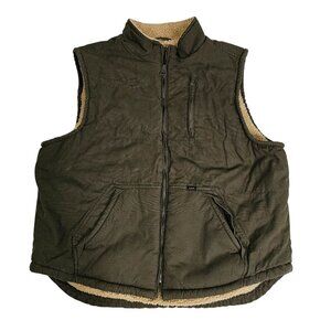 Lee Mens XXL Olive Green Sherpa-Lined Sleeveless Vest With Pockets & Zip Closure